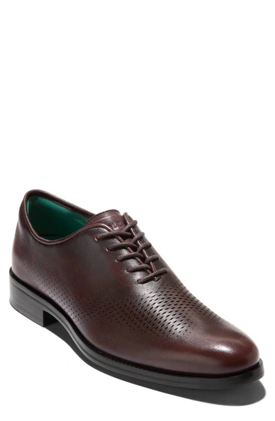 Shop Cole Haan Washington Grand Laser Plain Toe Wholecut Shoe In Ch Dark Chocolate Rever