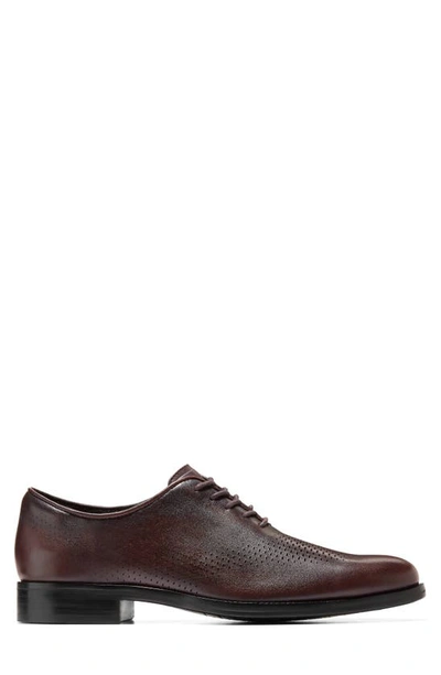 Shop Cole Haan Washington Grand Laser Plain Toe Wholecut Shoe In Ch Dark Chocolate Rever