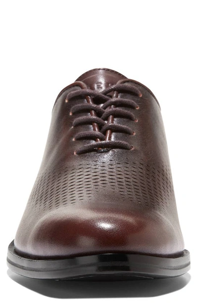 Shop Cole Haan Washington Grand Laser Plain Toe Wholecut Shoe In Ch Dark Chocolate Rever