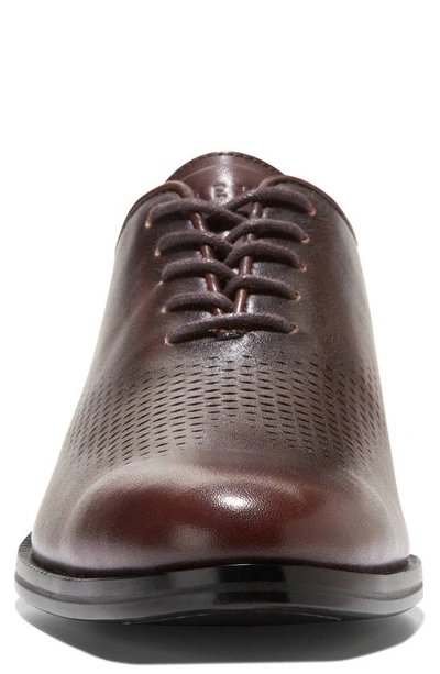 Cole Haan Washington Grand Laser Plain Toe Wholecut Shoe In Ch Dark Chocolate Rever