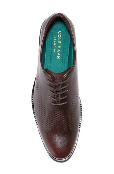 Shop Cole Haan Washington Grand Laser Plain Toe Wholecut Shoe In Ch Dark Chocolate Rever