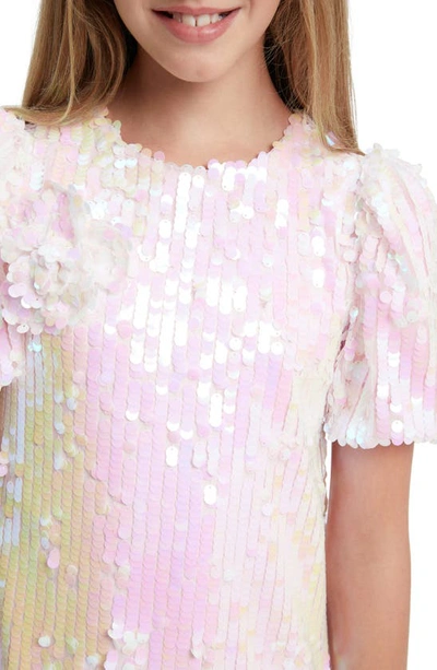 Shop Bardot Junior Kids' Giselle Puff Sleeve Sequin Minidress In Cameo Pink