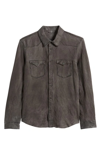 Shop John Varvatos Mason Sheepskin Leather Western Shirt Jacket In Ebony