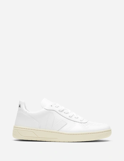 Shop Veja Womens  V-10 Leather Trainers In White