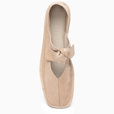 Shop Hereu Llasada Cream Leather Ballerina In Beige