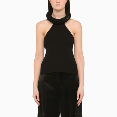 Off-white Halter Neck Tubolar Stretchy Top In Black