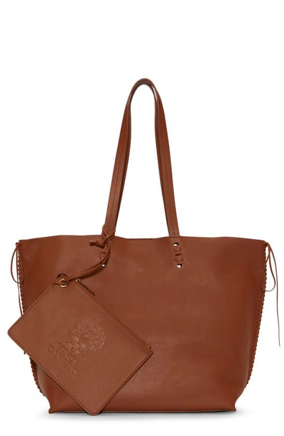 Shop Vince Camuto Jamee Leather Tote In Warm Caramel