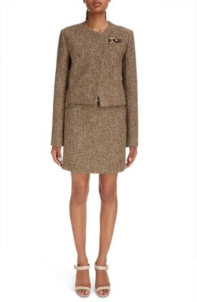 Shop Chloé Belted Wool Tweed Miniskirt In Multicolor Yellow 1
