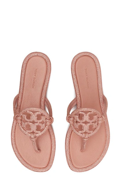 Tory Burch Miller Knotted Pave Leather Sandals In Malva