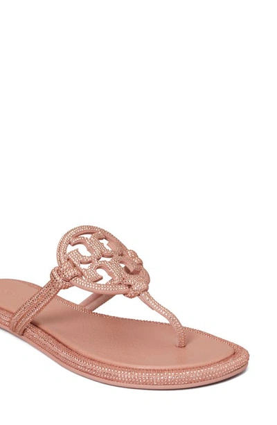 Tory Burch Miller Knotted Pave Leather Sandals In Malva