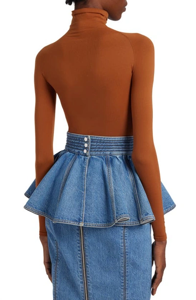 Shop Alaïa Stonewashed Denim Skirt Belt In Bleu Vintage
