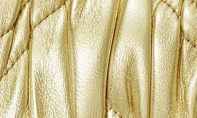 Shop Tory Burch Mini Kira Metallic Ruched Convertible Leather Crossbody Bag In 18 Kt Gold