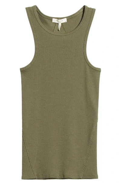 Shop Rag & Bone The Essential Rib Organic Pima Cotton Blend Tank In Olive Nigh