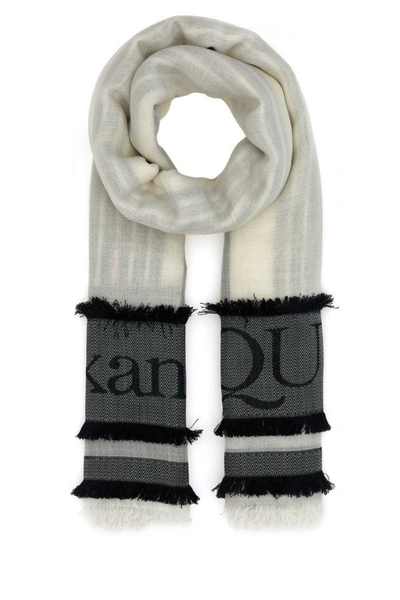 Alexander Mcqueen Ivory Wool Blend Foulard In White