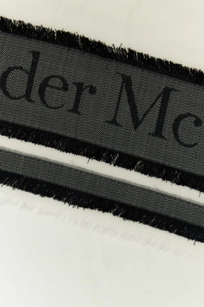 Alexander Mcqueen Ivory Wool Blend Foulard In White
