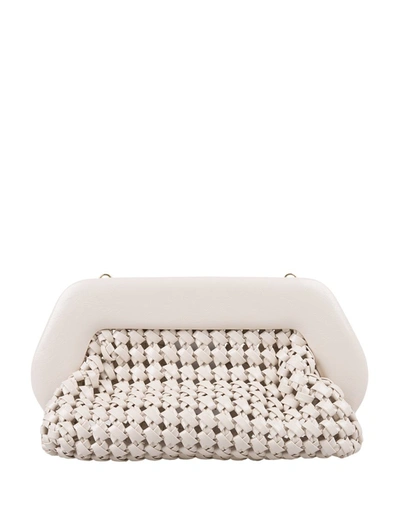 Shop Themoirè Cloud Bios Knots Shiny Clutch Bag In White