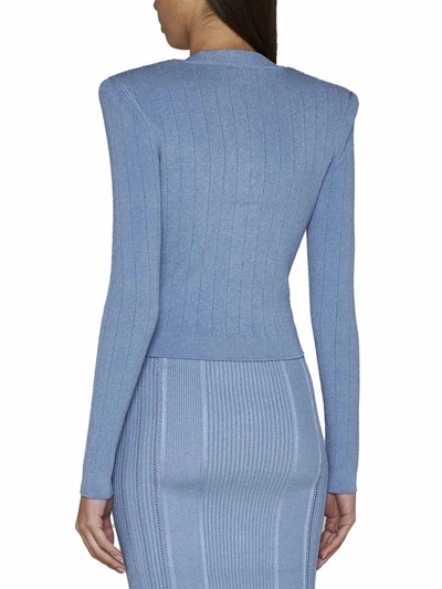 Shop Balmain Sweaters In Bleu Pale