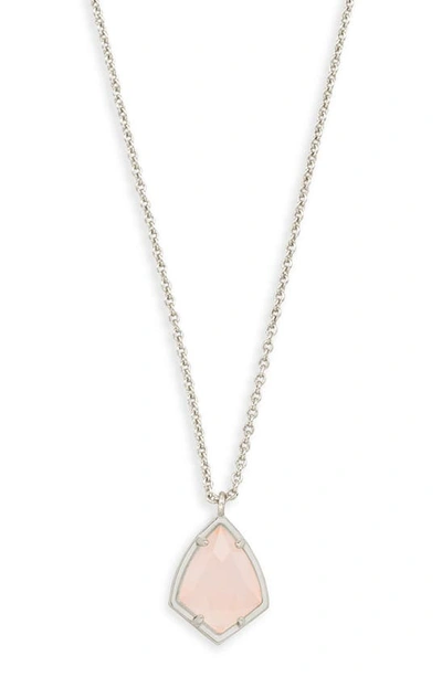 Kendra Scott 'cory' Semiprecious Stone Pendant Necklace In Rose Quartz/ Silver
