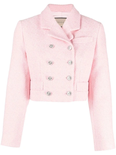 Shop Gucci Tweed Jacket In Pink