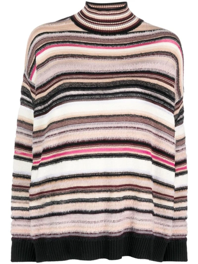 Shop Missoni Striped Wool Blend Turtleneck Sweater In Multicolour