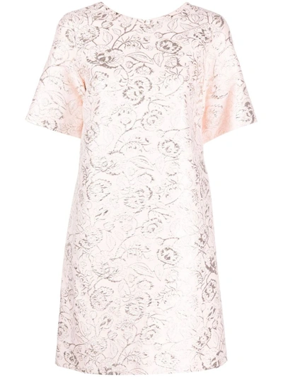 Shop P.a.r.o.s.h . Lurex Jacquard Short Dress In Pink