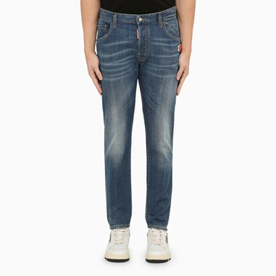 Dsquared2 Regular Blue Washed Denim Jeans Men In Blue