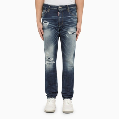 Shop Dsquared2 | Regular Blue Washed Denim Jeans With Wear