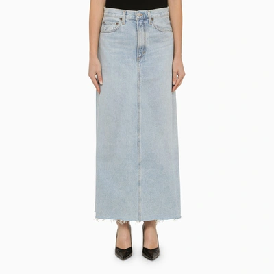 Shop Agolde | Blue Denim Long Skirt In Light Blue
