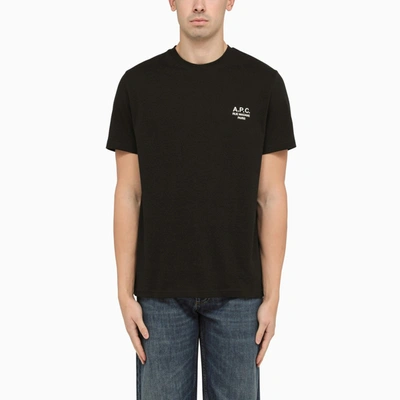 Shop Apc A.p.c. Black T-shirt With Contrasting Logo Lettering