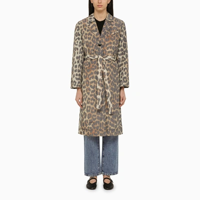 Shop Ganni | Leopard Print Single-breasted Coat In Multicolor