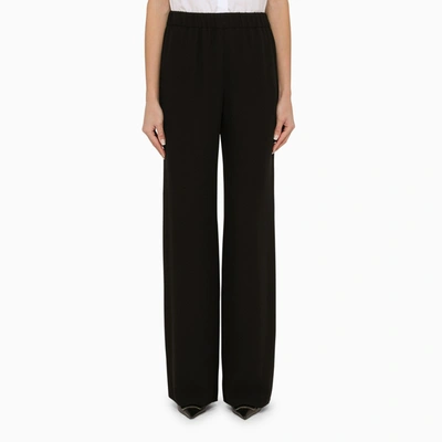 Shop Valentino Black Silk Palazzo Trousers