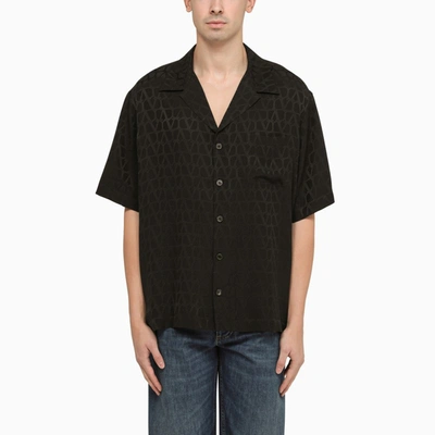 Shop Valentino | Black Silk Shirt With Toile Iconographe Pattern