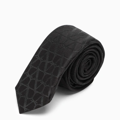 Shop Valentino Black Silk Tie