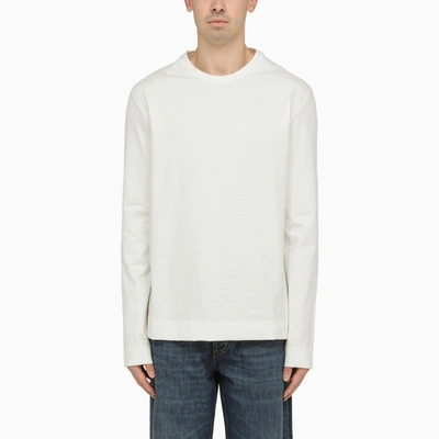 Shop Jil Sander White Cotton Crew-neck Sweater