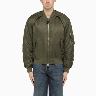 Shop Alexander Mcqueen | Convertible Khaki Nylon Bomber Jacket In Green