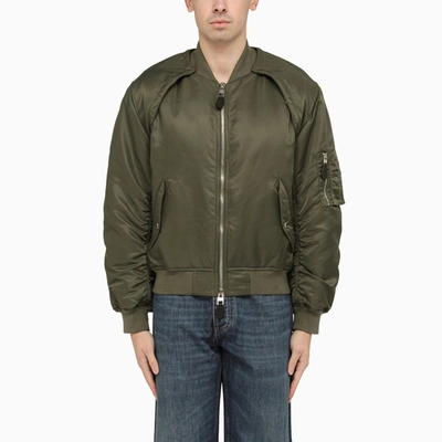 Shop Alexander Mcqueen Convertible Khaki Nylon Bomber Jacket In Green