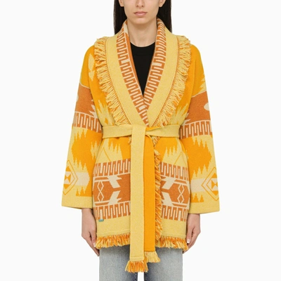 Shop Alanui | Yellow/orange Cashmere Cardigan With Belt