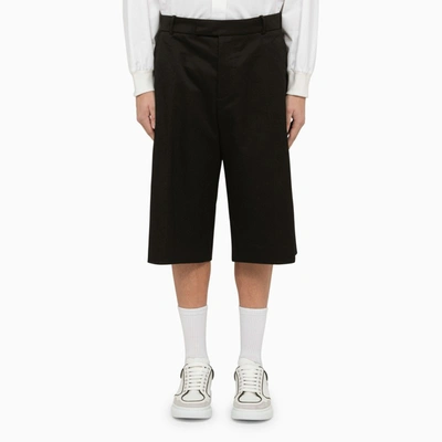 Shop Alexander Mcqueen Black Baggy Cotton Bermuda Shorts