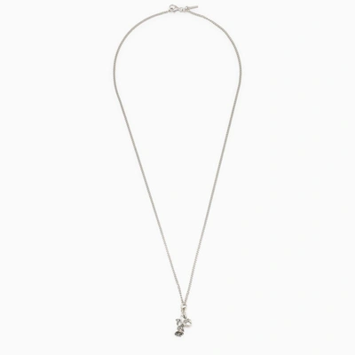 Shop Emanuele Bicocchi 925 Silver Rose And Pearl Necklace In Metal