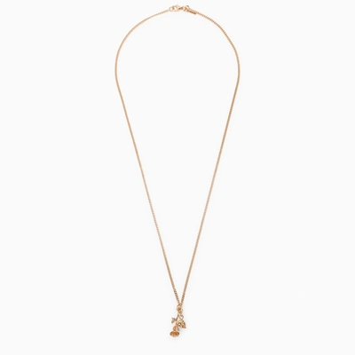 Shop Emanuele Bicocchi Rose And Skull Necklace In 925 Gold-plated Silver In Metal