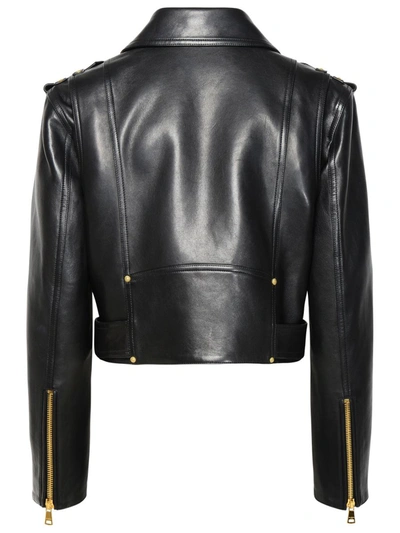 Shop Balmain Leather Jacket In Black