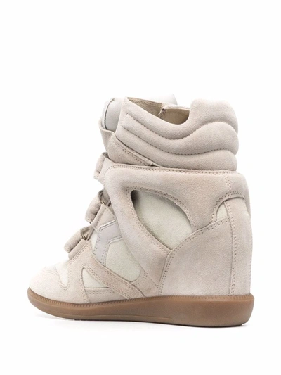 Shop Isabel Marant Bekett Leather Sneakers In Beige