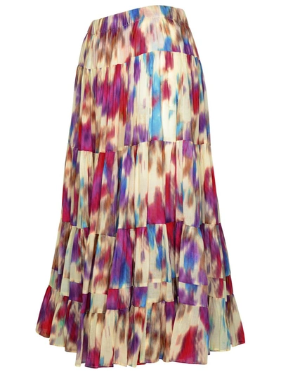 Shop Isabel Marant Étoile 'elfa' Beige Multicolour Cotton Skirt