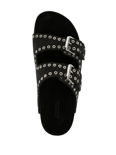Shop Isabel Marant Lennyo Suede Leather Sandals In Black
