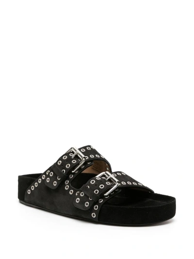 Shop Isabel Marant Lennyo Suede Leather Sandals In Black