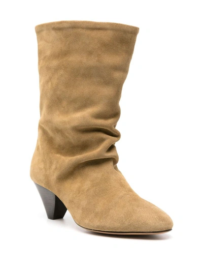 Shop Isabel Marant Reachi Suede Leather Boots In Dove Grey