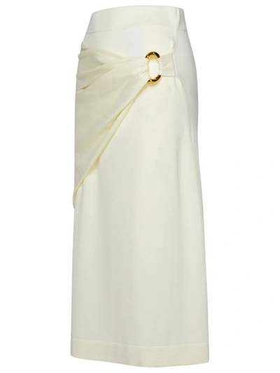 Shop Jil Sander Cream Virgin Wool Skirt In White