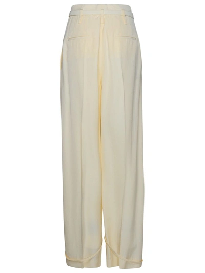 Shop Jil Sander Cream Silk Blend Trousers