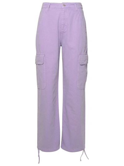 Shop Moschino Jeans Lilac Cotton Cargo Pants In Lilla