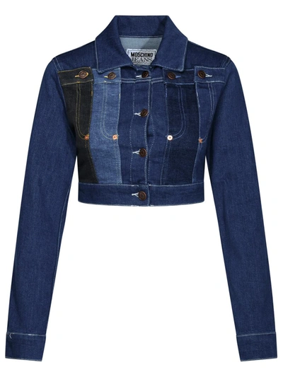 Moschino Pointed-flat Collar Cotton-blend Jacket In Blue